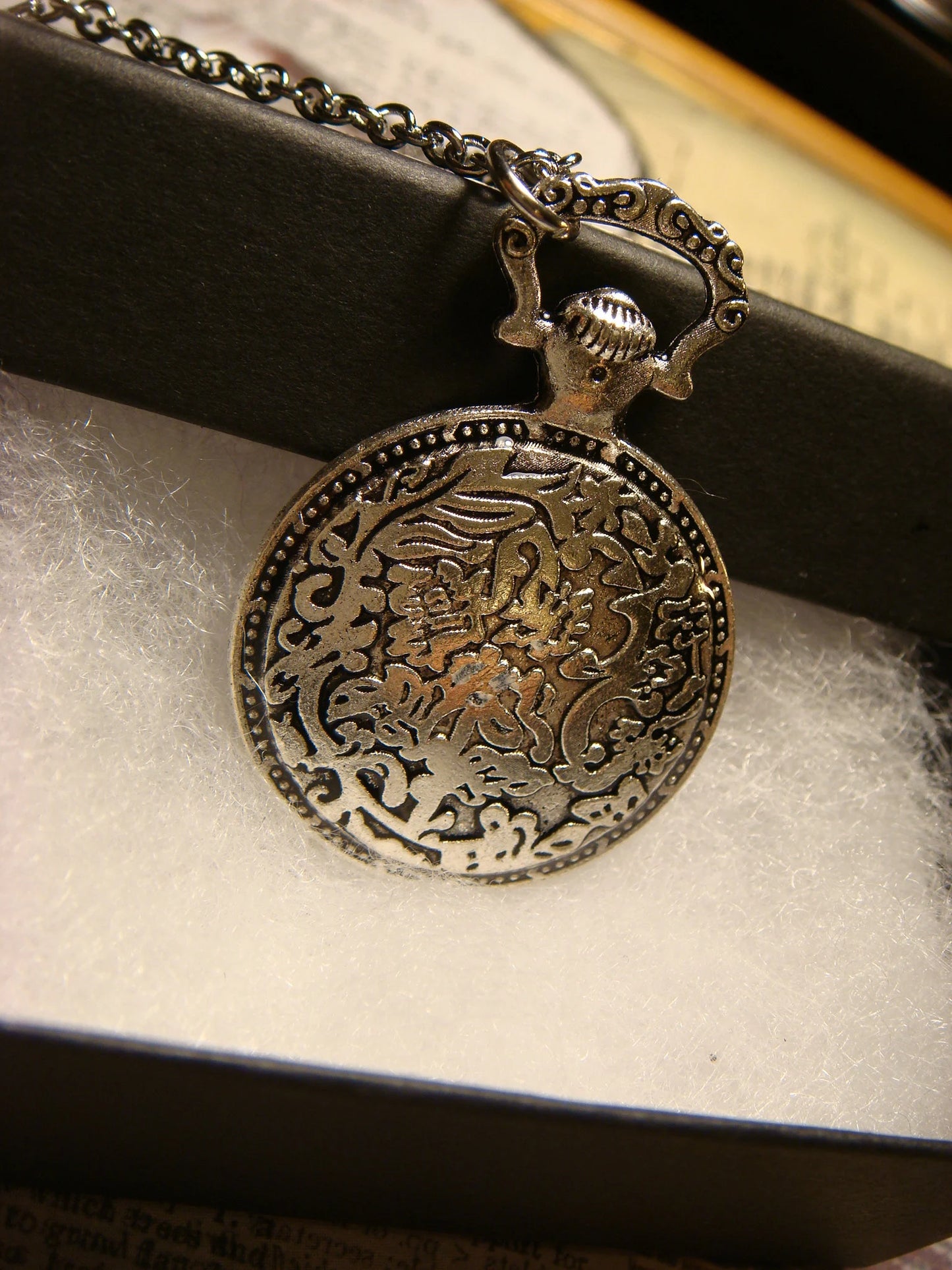 Butterfly over Compass Pocket Watch Pendant Necklace